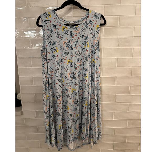 Style & Co Sleeveless Floral Dress Blue Multicolor 0X Plus - Picture 1 of 3